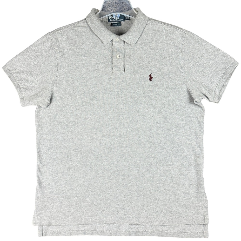 Vtg Polo by Ralph Lauren Men's XL Custom Fit Gray Short Sleeve Polo Shirt Casual